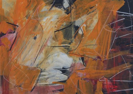 Ruggeri Piero Composizione in giallo, 2005 tempera su carta, cm. 48x66...