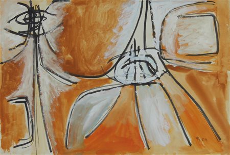 Perilli Achille Senza titolo, 1956 tecnica mista su carta, cm. 33,7x48...