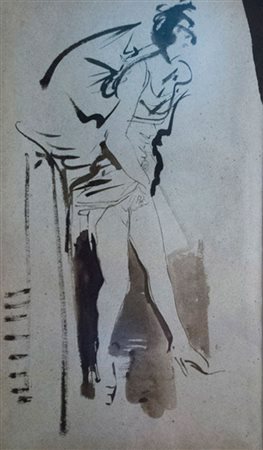 Annigoni Pietro Figura china su carta pesante, cm. 61x37,5 firmata e siglata...