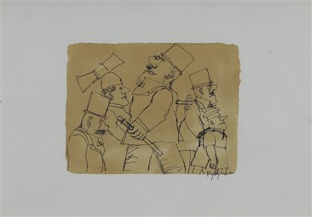 Borghese Franz Senza titolo china su carta, cm. 25x35 firmato in basso a...