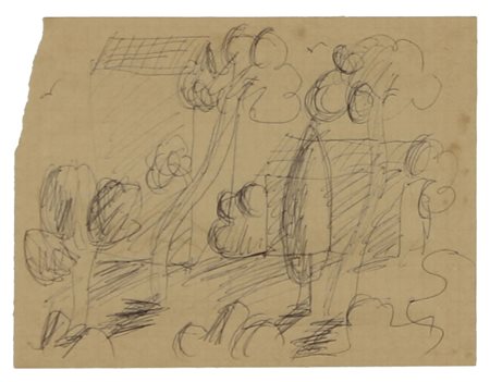 Salvo Senza titolo disegno a biro su carta quadrettata, cm. 15x19 opera...