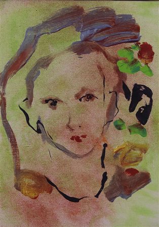 Treccani Ernesto Volto di donna olio su tela, cm. 35x25 firmato in basso a...
