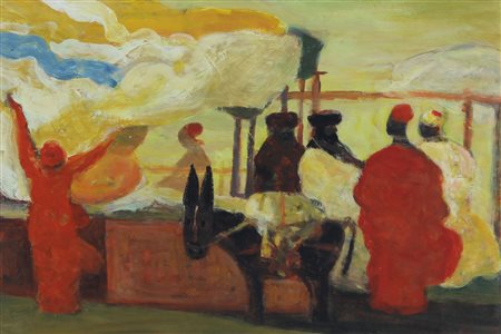 Fiume Salvatore Senza titolo olio su tavola, cm. 53,5x36 firmato in basso a...