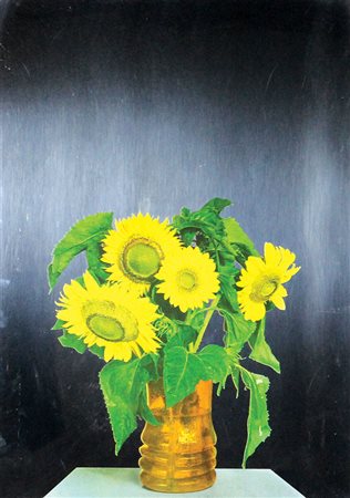 Pistoletto Michelangelo Girasoli serigrafia a colori su acciaio inox lucidato...