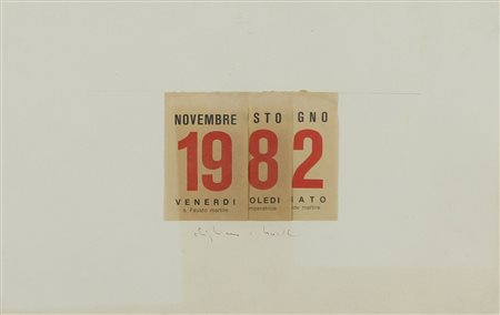 Boetti Alighiero Calendario, 1982 collage su carta, cm. 25x37 firmato in...