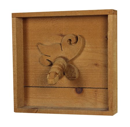 Ceroli Mario Lui, 1971 scultura in abete, cm. 31x32x16, es. 21/90 firmata,...