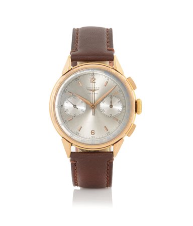 LONGINESLONGINES CRONOGRAFO ANNI '60.Cassa francese in oro rosa 18 kt con...