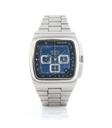 ZENITHZENITH EL PRIMERO CRONOGRAFO ANNI '70.Cassa rettangolare bombata in...