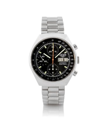 HEUERHEUER MONTREAL CRONOGRAFO ANNI '70.Cassa tonneau in acciaio con fondello...