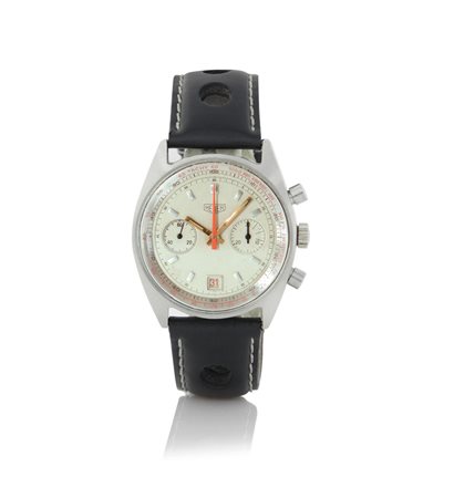 HEUERHEUER CRONOGRAFO ANNI '70.Cassa n. 372617 tonneau in acciaio con...