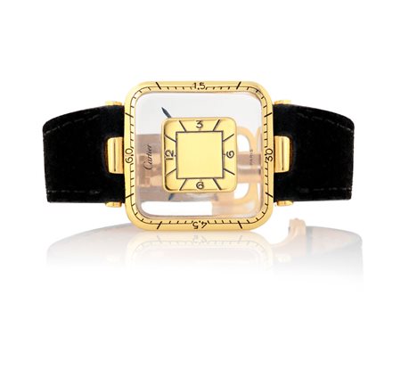 CARTIERCARTIER PARIS 'MISTERIOSO' ANNI '50.Cassa n. 95956 carrè in oro giallo...