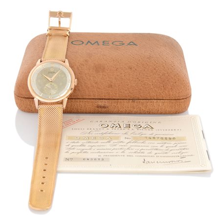OMEGAOMEGA AUTOMATIC DEL 1958/59.Cassa in oro rosa 18 kt con anse a ragno....