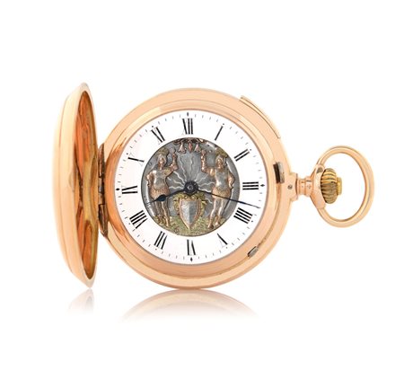 ANONIMOANONIMO SVIZZERO RIPETIZIONE QUARTI AD AUTOMI 1880 CA. Tripla cassa in...