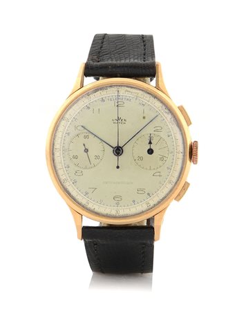 UNVER WATCHUNVER CRONOGRAFO ANNI '40. Cassa in oro giallo 18 kt con pulsati...