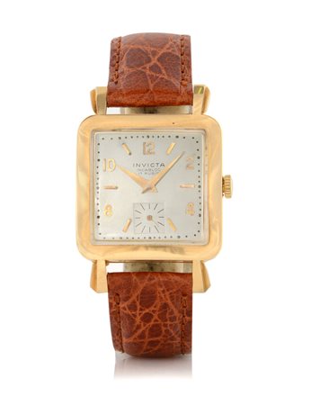 INVICTAINVICTA ANNI '50.Cassa n. 23418 carré in oro giallo 18 kt con anse...