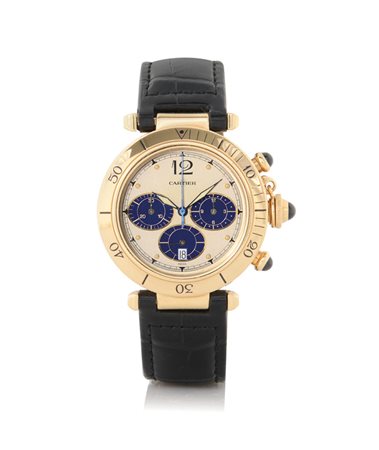 CARTIERCARTIER PARIS PASHA CRONOGRAFO ANNI '90. Cassa in oro giallo 18 kt con...