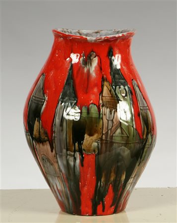 SCHIAVON ELIO. Vaso decorativo. Decorative Vase. Ceramica. Cm 24x33x20....