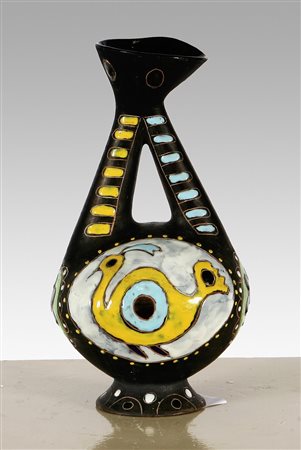 PRODUZIONE ITALIANA - ITALIAN WORK. Vaso in ceramica policroma. Vase in...