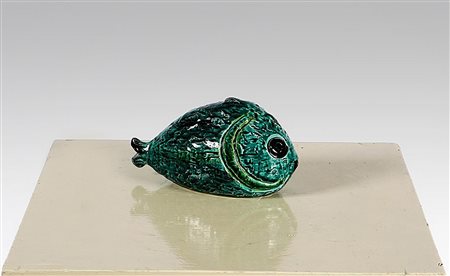 CERAMICA BITOSSI. Pesce in ceramica blu. Blue ceramic fish. Ceramica. Cm...