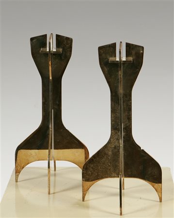 BREUER MARCEL. Coppia di candelieri. Pair of candlestick. Metallo. Cm...