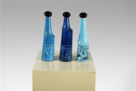 DALI' SALVADOR (1904 - 1989). Rara serie completa di 3 bottiglie nella loro...