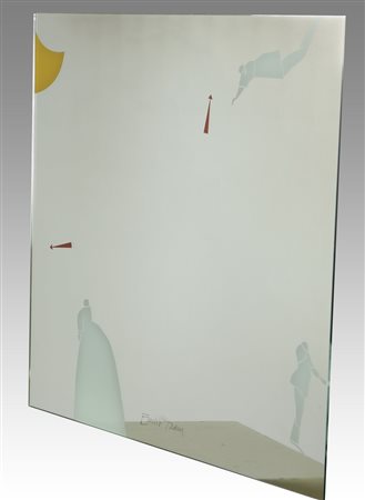 TADINI EMILIO. Specchio con serigrafie modello "Fiabe". "Fiabe" mirror with...