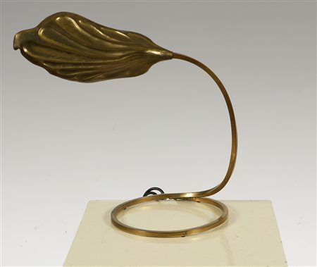 BARBI TOMMASO. Lampada Foglia da appoggio in ottone. Leaf table lamp in...