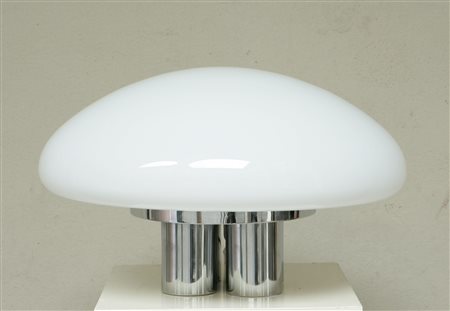 MAZZA SERGIO. Lampada da tavolo in vetro di Murano,base in acciaio. Floor...