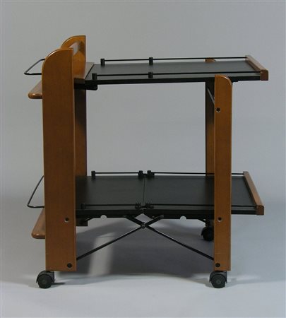 Carrello da the pieghevole su ruote. Folding tea trolley on wheels. Legno di...
