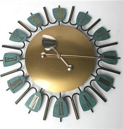 JUNGHANS. Orologio d'epoca. Vintge wall clock. Rame e Ottone. Cm 43x43x4....