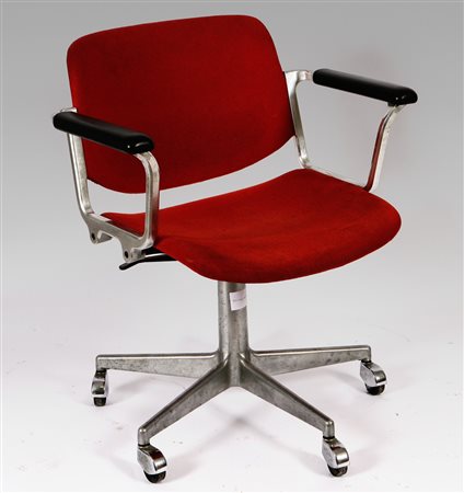 ANONIMO. Poltrona da ufficio. Struttura in alluminio, seduta, schienale e...