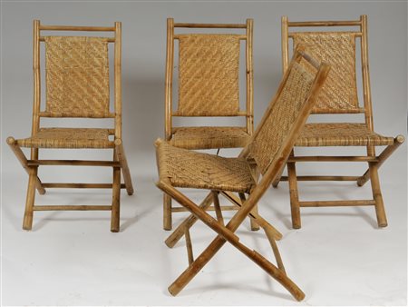 PRODUZIONE ITALIANA - ITALIAN WORK. Sedie in bambu' e midollino. Bamboo and...