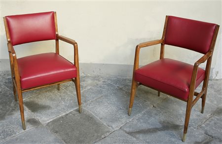 GIO PONTI. Due importanti poltroncine. Two important armchairs. Struttura in...
