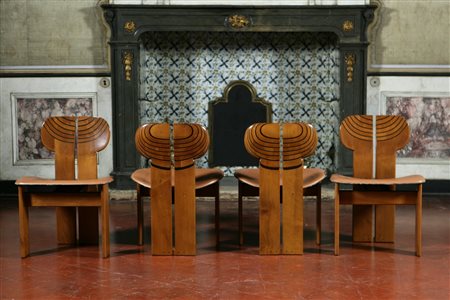 SCARPA TOBIA E AFRA. Quattro sedie "Africa" della serie "Artona" per Maxalto....