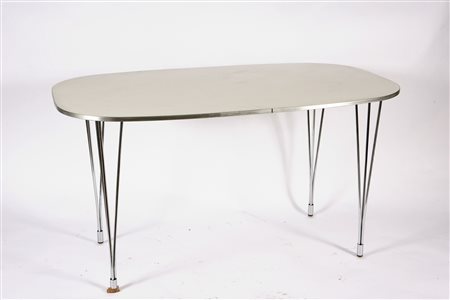 HEIN PIET - MATHSSON BRUNO. Tavolo modello Superellisse. Struttura in metallo...