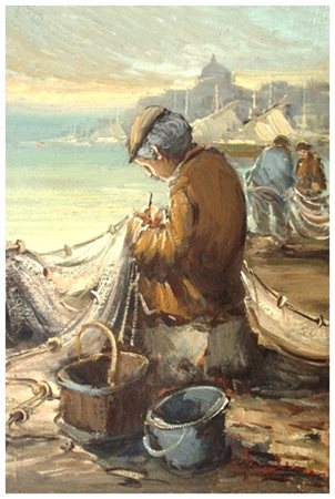 ERNESTO SCUDIERO Napoli 1938 Senza titolo Olio su tela 30 x 20. Firma in b. a...