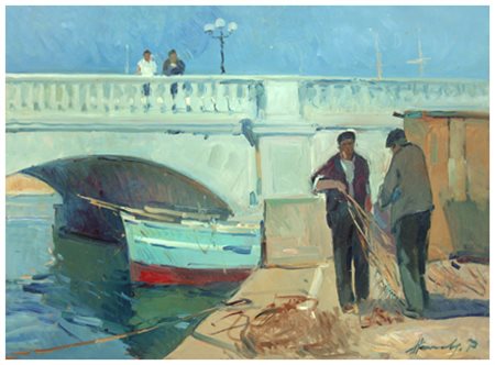 PIERO MARCHI Borgo San Lorenzo 1917 – Livorno 2002 Darsena Olio su faesite 35...