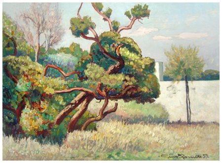 GINO ROMITI Livorno 1881 – 1967 Senza titolo 1959 Olio su faesite 30 x 40....