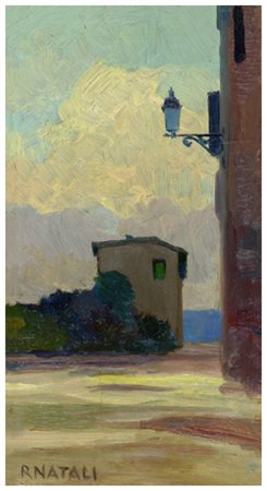 RENATO NATALI Livorno 1883 – 1979 Senza titolo Olio su tavola 26,5 x 14,5....