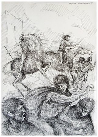 ANGELO CANEVARI Roma 1930 Senza titolo 1971 China su cartoncino 35,2 x 25....