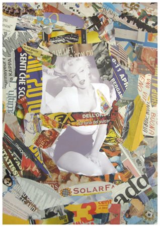 ALESSANDRO MARTINI “AMA” Como 1983 Marilyn 2012 Decollage su tela 80 x 60....