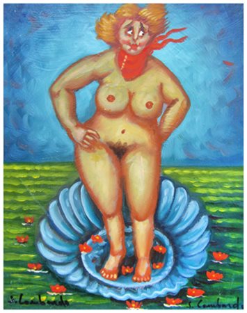 SALVO LOMBARDO Favara 1948 Venere Olio su tela 30 x 24. Firma in b. a s. e in...