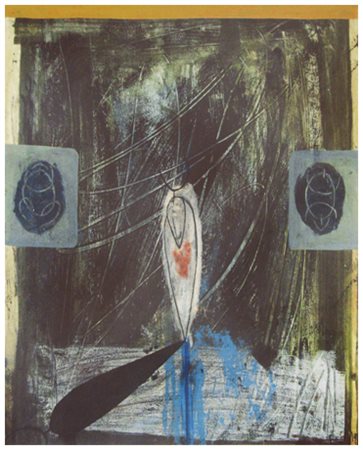 SERGE UBERTI (Francia) 1952 Idolo 1991 Terre su carta 38,5 x 33. Firma e data...