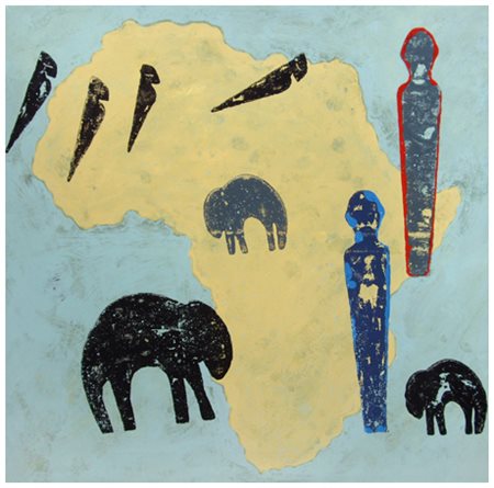 CORRADO ZANI Pordenone 1952 Africa 2007 Olio su tela 92 x 91,5. Autentica...