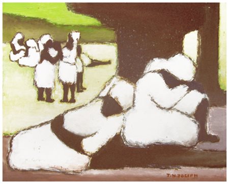 JOSEPH JACQUELINE NESTI PORTAU Prince (Haiti) 1932 Senza titolo (siesta) Olio...