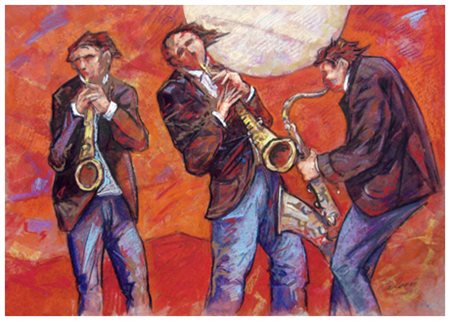 GIAMPAOLO TALANI San Vincenzo 1955 Sassofonista jazz 2014 T.m. su cartone49,5...