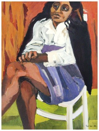 SAVERIO TERRUSO Monreale 1939 – Milano 2003 Figura 1972 Olio su tela 80 x 60....