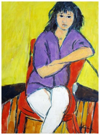 ENRICO PAULUCCI Genova 1901 – Torino 1999 Ragazza ... Olio su tela 40 x 30....