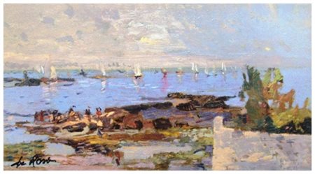 RAFFAELE DE ROSA Podenzana 1940 Senza titolo Olio su tavola 18,2 x 34,8....