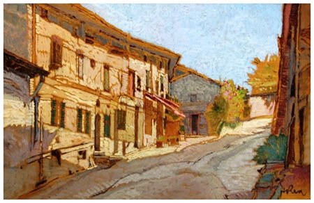 RAFFAELE DE ROSA Podenzana 1940 Volterra Olio su tavola 25 x 40. Firma in b....